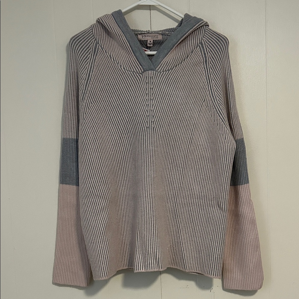 Philosophy Pink and Gray Hooded Sweater Medium